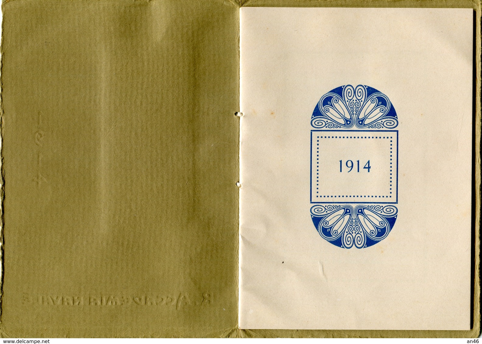 Calendario-Calendarietto-Calendrier-Kalender-Calendar-"Regia Accademia Navale 1914" Integra E Originale 100% - Formato Grande : 1901-20