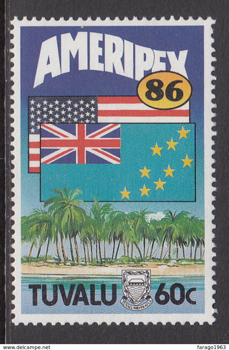 1986 Tuvalu Ameripex Flags Complete Set Of 1 MNH - Tuvalu (fr. Elliceinseln)