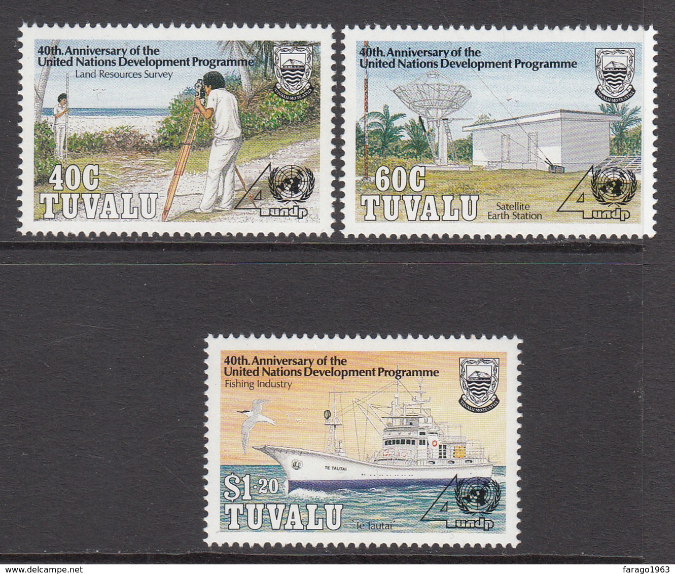 1990 Tuvalu UNDP Fishing Ships Survey Complete Set Of 3 MNH - Tuvalu