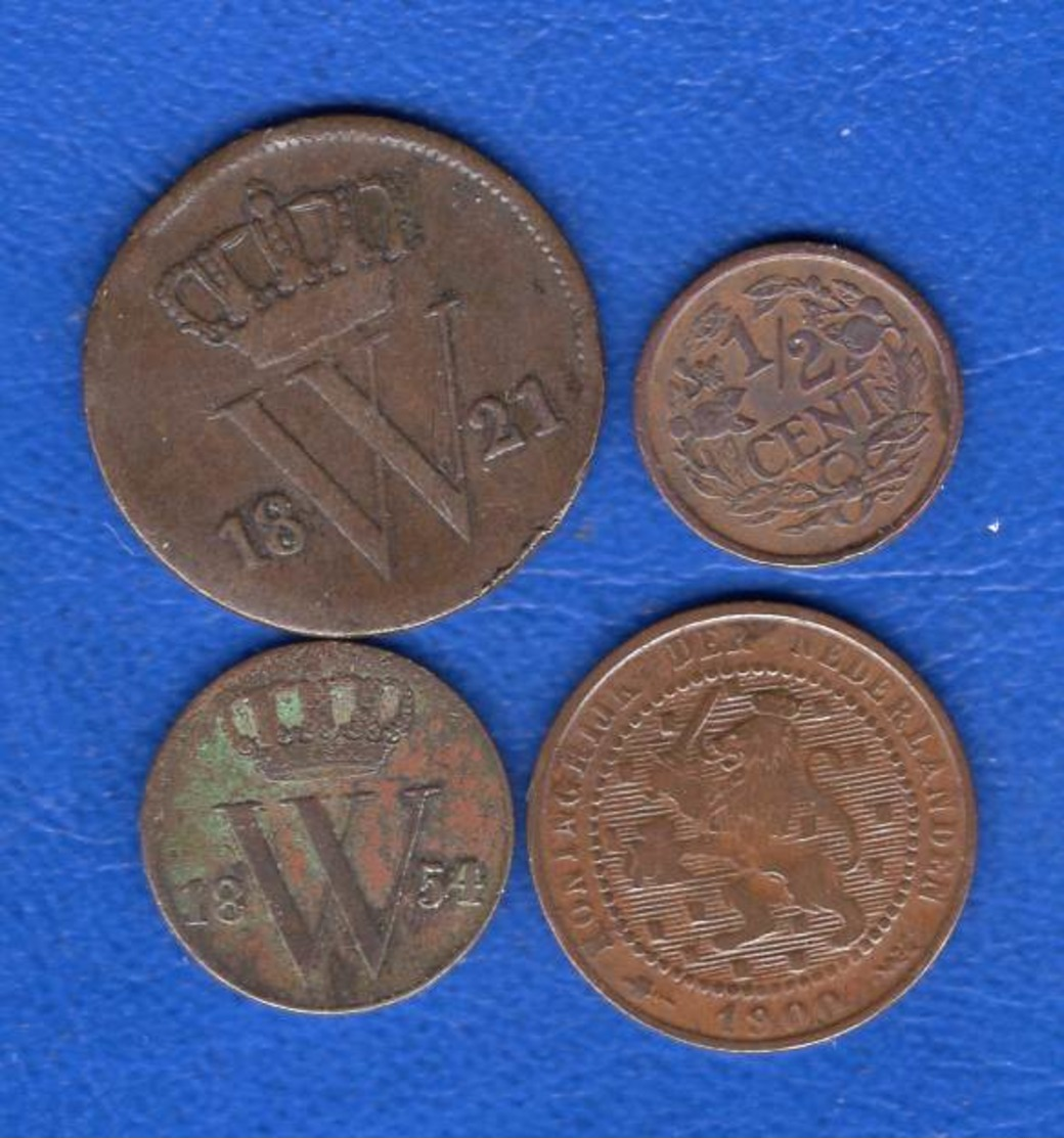 Pays  Bas  Cent  1821 + 1/2  Cent  1854  +  2 Pieces - 1815-1840 : Willem I