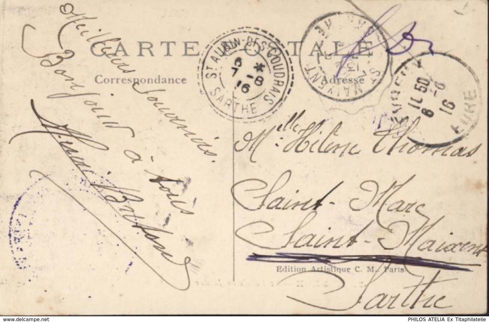 Guerre 14 18 CPA Evreux Cachet Gare Des Internés Civils Poste De Fauville Eure CAD Evreux 6 6 16 Arrivée St Maixent - WW I