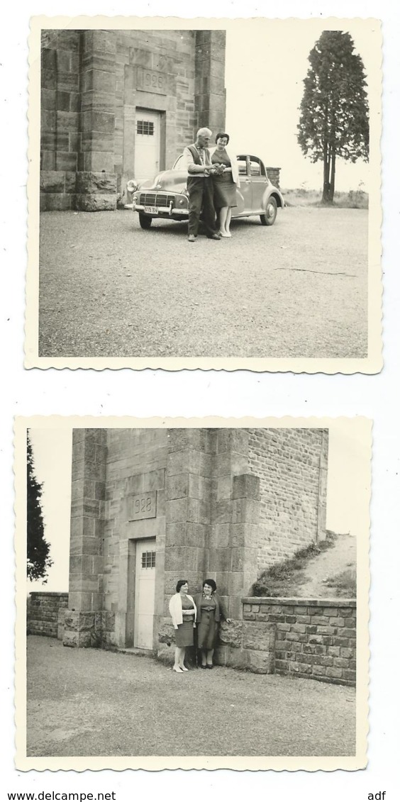 LOT 2 ANCIENNES PHOTOS ANIMEES 1962, BATIMENT DATE DE 1928, AUTO VOITURE ANCIENNE, GRAND DUCHE DU LUXEMBOURG - Autres & Non Classés