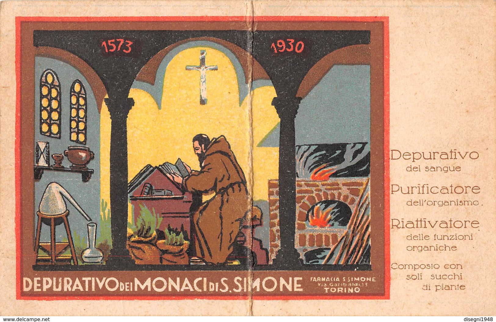 08138 "DEPURATIVO DEI MONACI DI S. SIMONE - FARMACIA SAN SIMONE - TORINO" CALENDARIO ORIG. 1931 A. IX - Klein Formaat: 1921-40