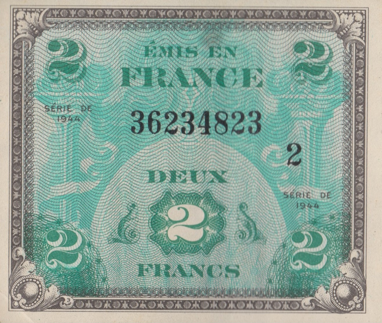 France / 2 Francs / 1944 / P-114(b) / AUNC - Zonder Classificatie