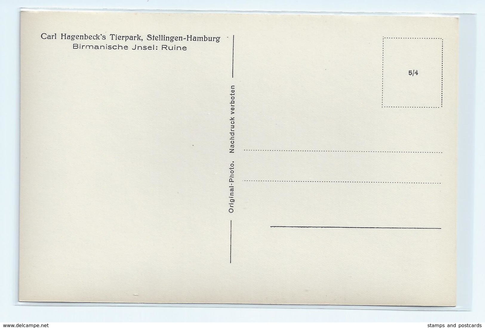 CARL HAGENBECK'S TIERPARK. OLD POSTCARD  C.1930 #D17. - Stellingen
