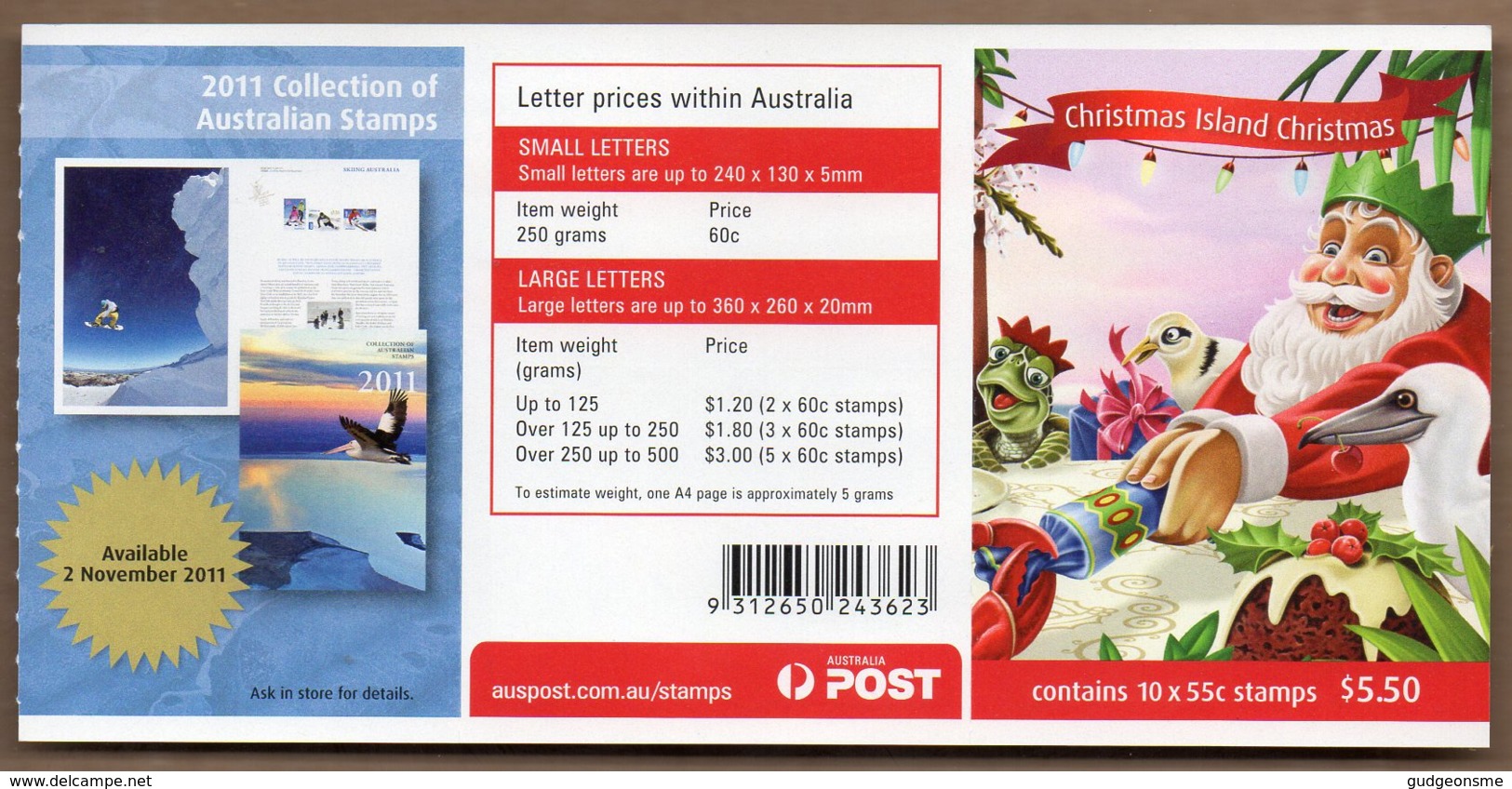 2011 Christmas Complete Booklet 10x 55c S/A MNH - Christmas Island