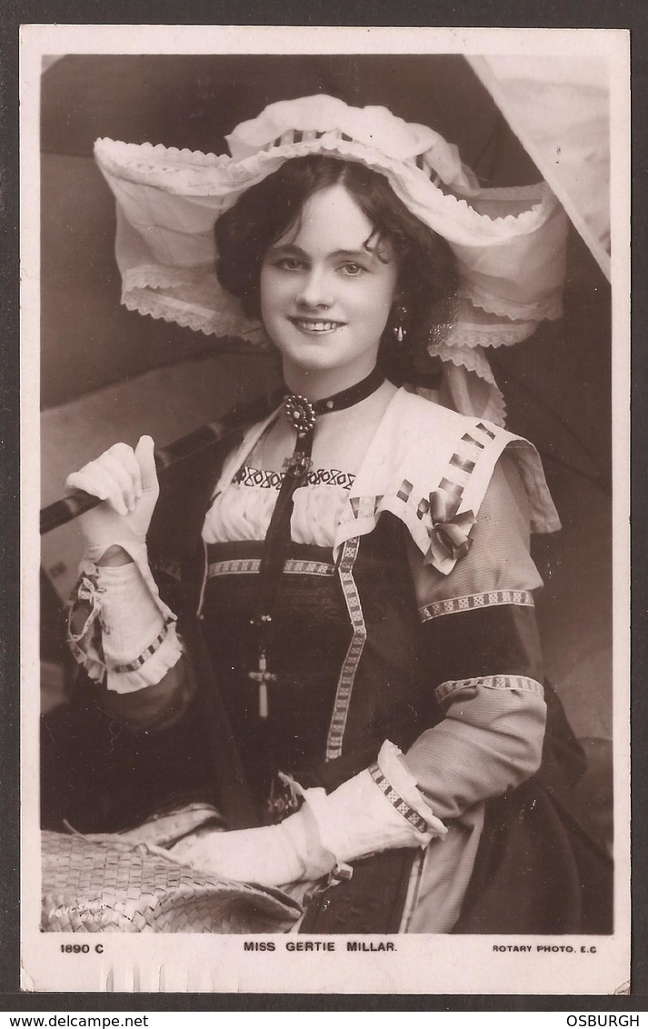 POSTCARD. EDWARDIAN ACTRESS. GERTIE MILLAR. ROTARY. USED. - Artiesten