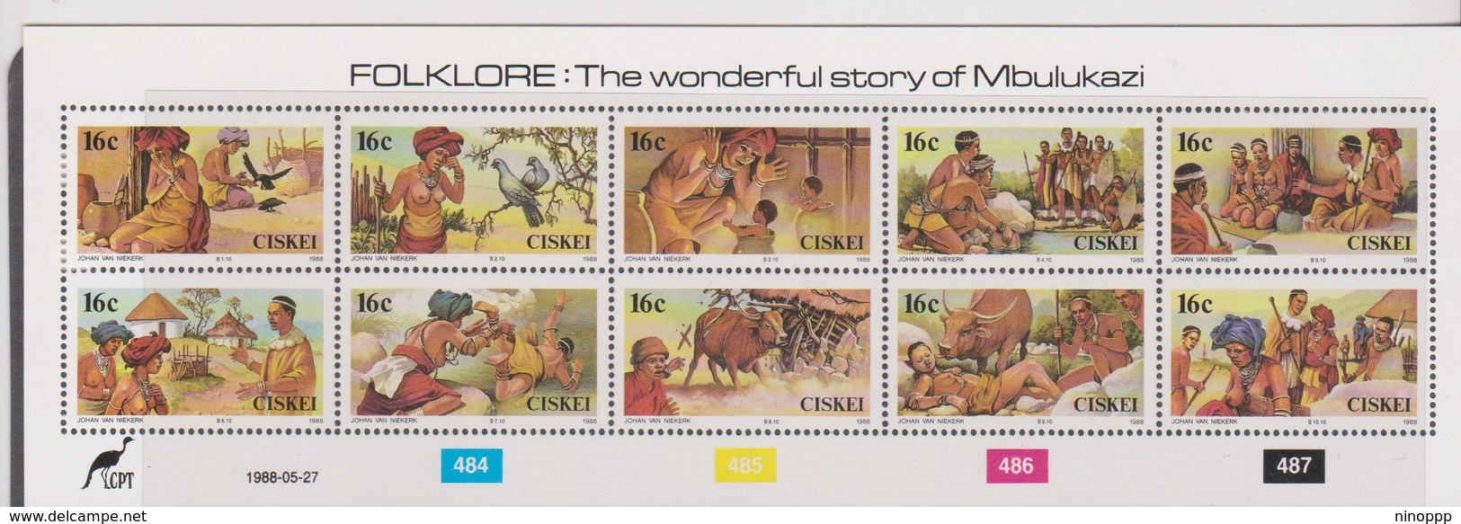 South Africa Ciskei Scott 122 1988  Folklore Sheetlet,mint Never Hinged - Used Stamps