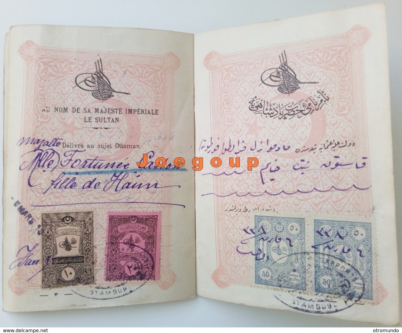 Passport Ottoman Empire Buenos Aires Argentina via Marsella France 1922 fiscal stamps