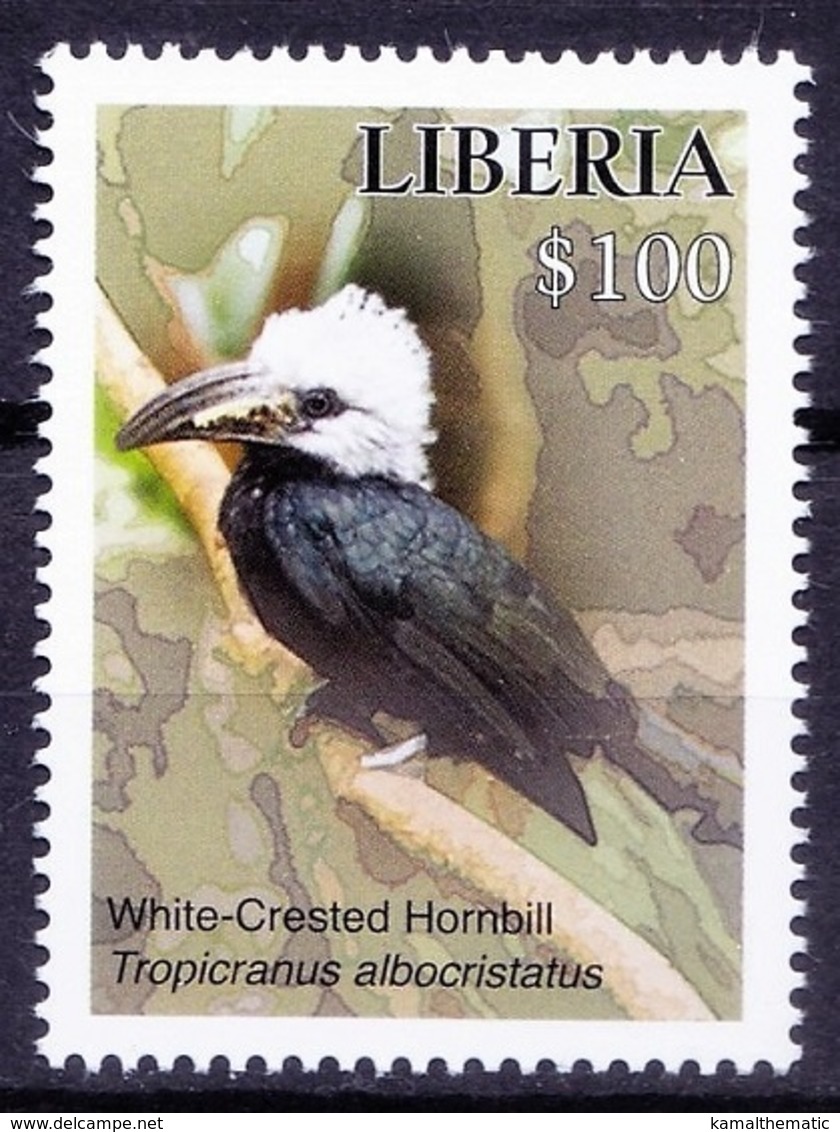 White-crested Hornbill, Birds, Liberia 2016 MNH   ( - Cuckoos & Turacos