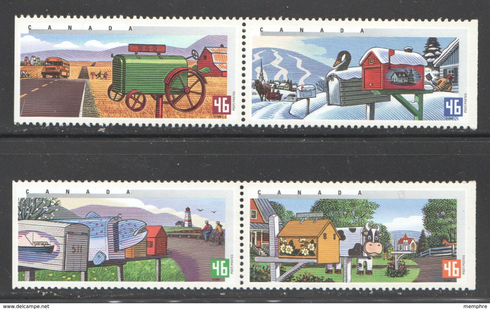 2000  Rural Mailboxes  2 Se-tenant Pairs Sc 1849-52  MNH - Neufs