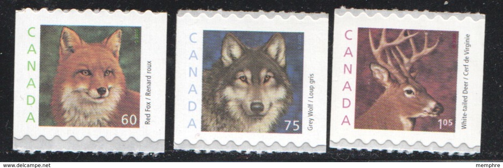 2000  Mid-values Wildlife Definitives Coil  Singles  Fox, Wolf, Deer Sc 1879-81 - Ungebraucht