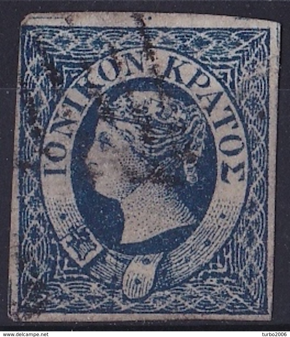 Ionian State 1859 Queen Victora 1 D Blue Vl. 2 Used Interesting Classic Forgery Without WM "2" - Ionische Eilanden