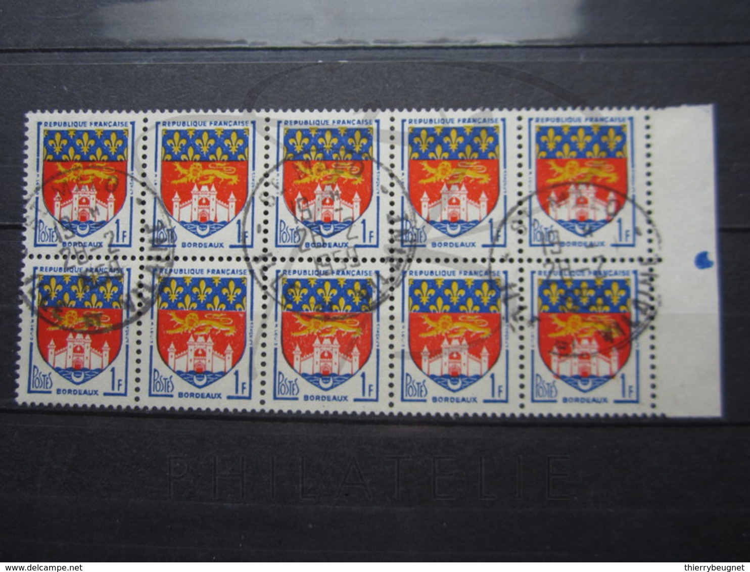 VEND BEAUX TIMBRES DE FRANCE N° 1183 EN BLOC DE 10 + BDF , OBLITERATION " ST-MALO " !!! - 1941-66 Armoiries Et Blasons