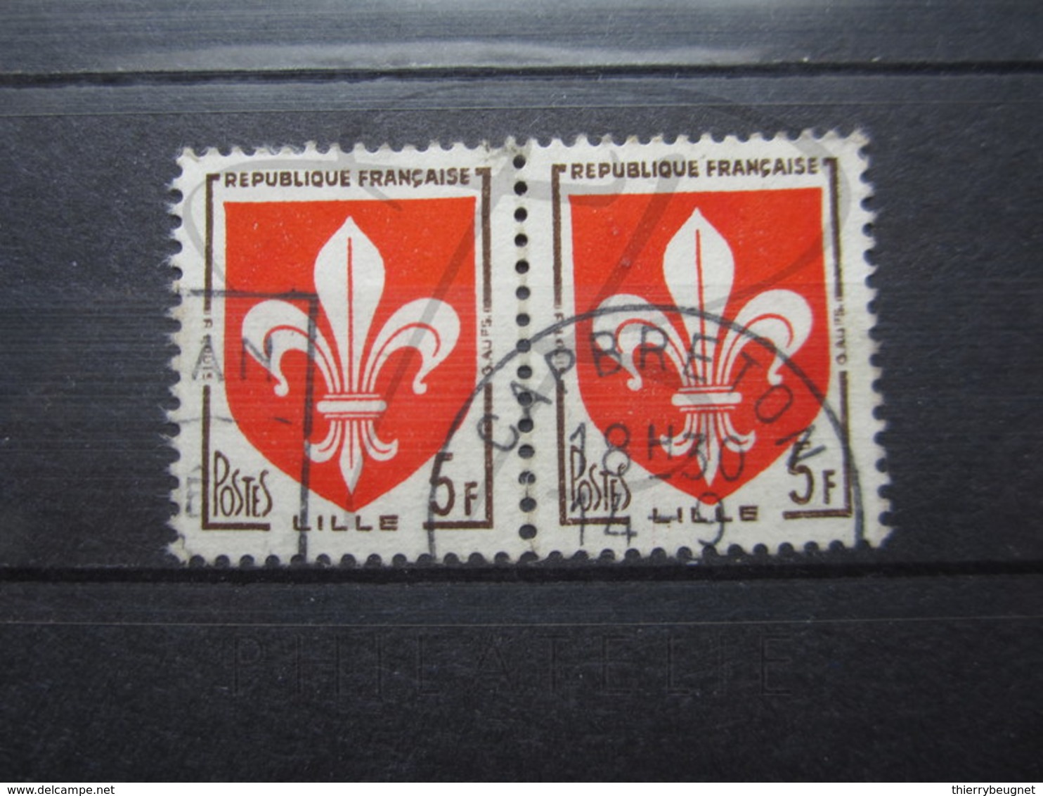 VEND BEAUX TIMBRES DE FRANCE N° 1186 EN PAIRE , OBLITERATION " CAPBRETON " !!! - 1941-66 Armoiries Et Blasons