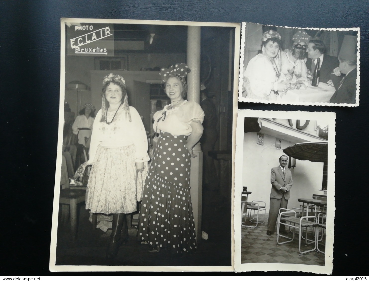 CARNAVAL "AU VERVIÉTOIS" EUPEN DEUX PERSONNES IDENTIFIÉES LOT 3 PHOTOS ORIGINALES WALLONIE LIÈGE ANNÉES 1950 ?