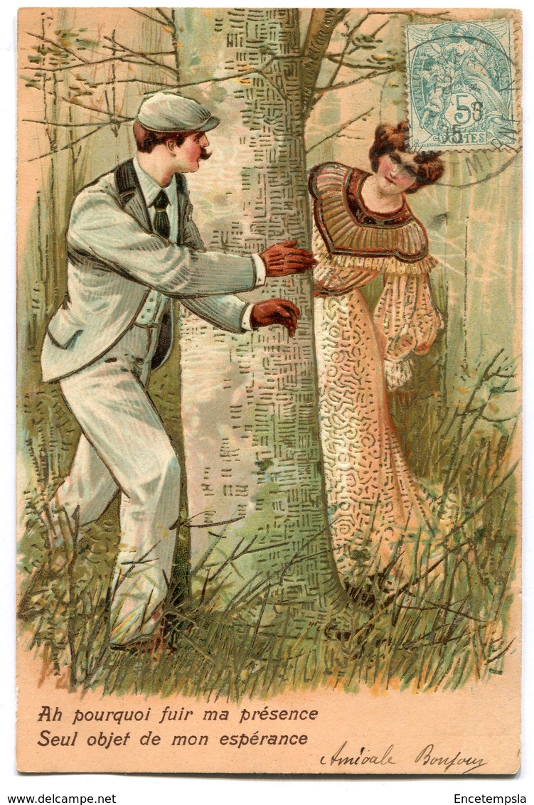 CPA - Carte Postale - Fantaisie - Couple - Homme Et Femme - Arbre - 1905 (C8608) - Couples