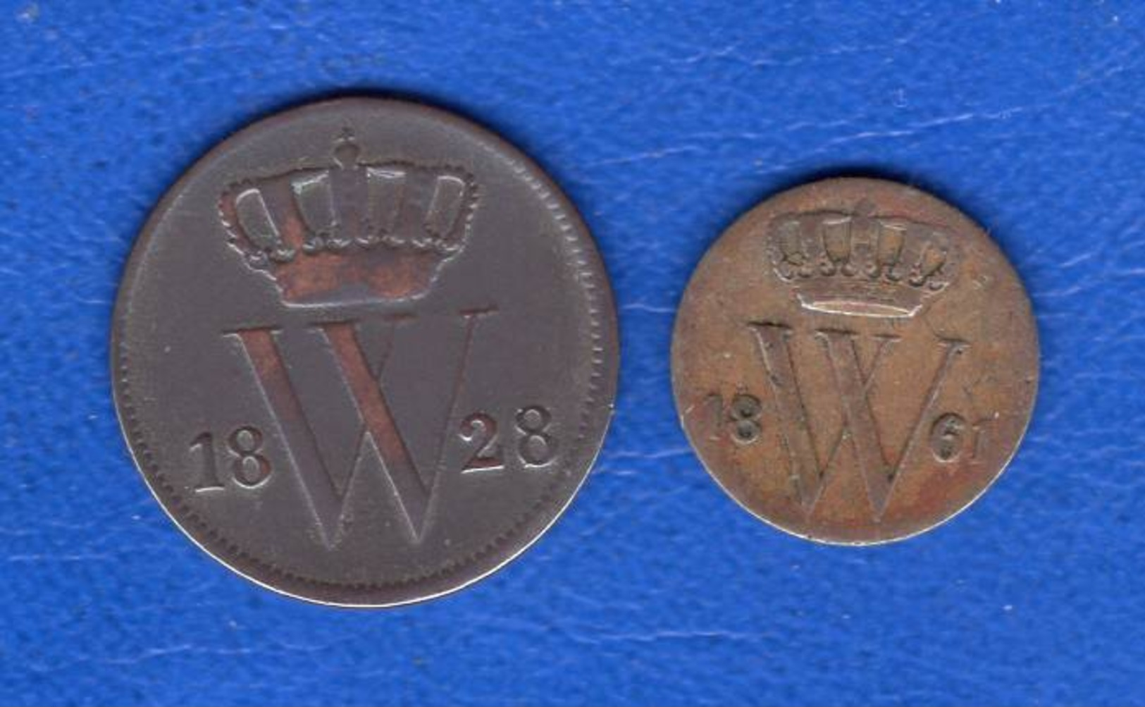 Pays  Bas  1/2  Cent  1861  + Cent  1828 - 1815-1840 : Willem I