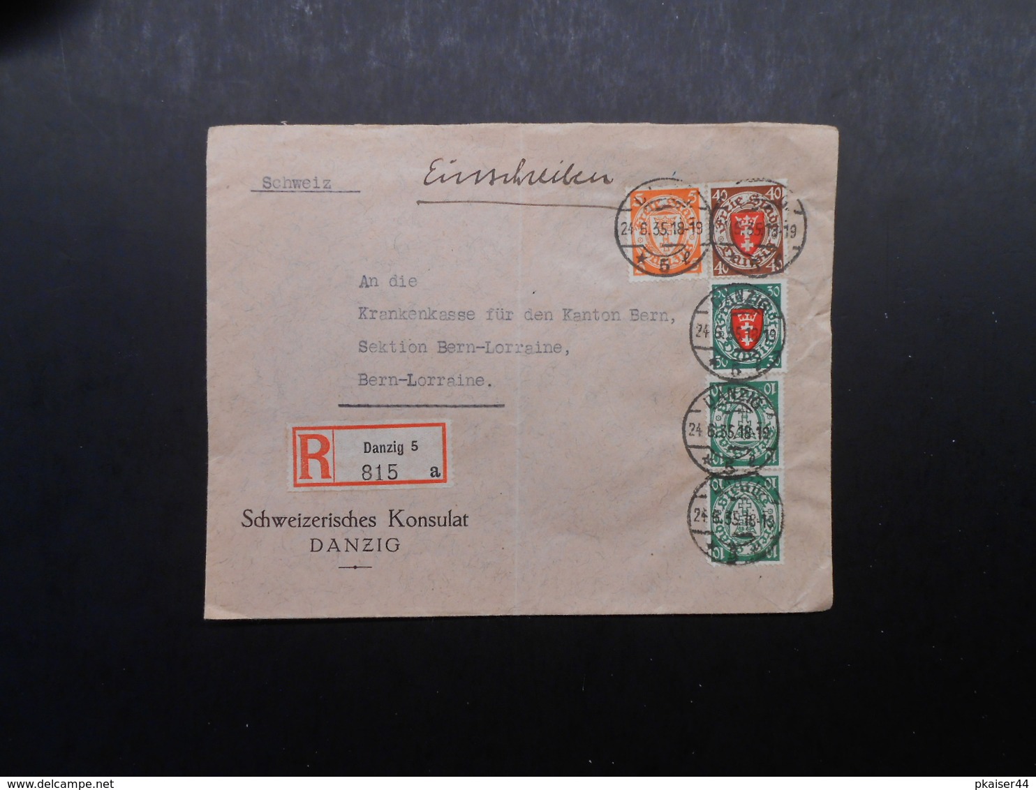 D.R. Mi 193y/ 243/ 198xb/ 194y/194y - Danzig - 1935 - Mi 54,50 € - Schweizerisches Konsulat Danzig - Other & Unclassified
