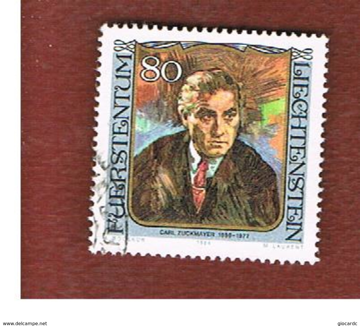 LIECHTENSTEIN -  SG 834  -  1984 FAMOUS VISITORS: C. ZUCKMAYER  - USED - Usati