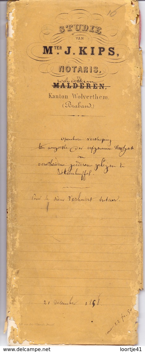 Akte - Verkoping Goederen Erfgenamen Moortgat - Verhavert - Steenhuffel - Notaris Kips Wovertem 1858 - Non Classés