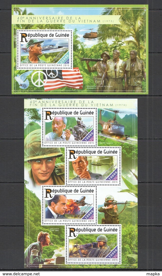 ST202 2015 GUINEE GUINEA 40TH ANNIVERSARY END OF VIETNAM WAR 1KB+1BL MNH - Other & Unclassified