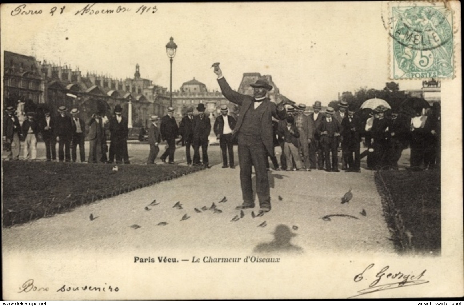 Cp Paris VI., Paris Vécu, Le Charmeur D'Oiseaux, Tauben - Autres & Non Classés