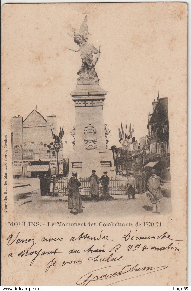 (pdd) ALLIER  , MOULINS , Le Monument Des Combattants De 1870/1871 - Moulins
