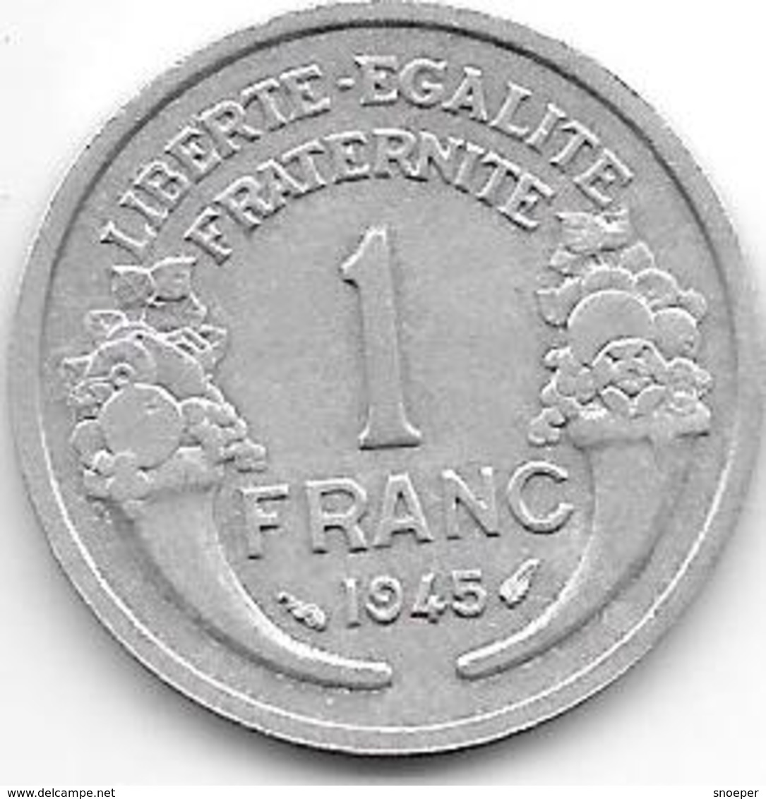 France 1 Franc 1945  Km 885a.1 Xf+ - Autres & Non Classés