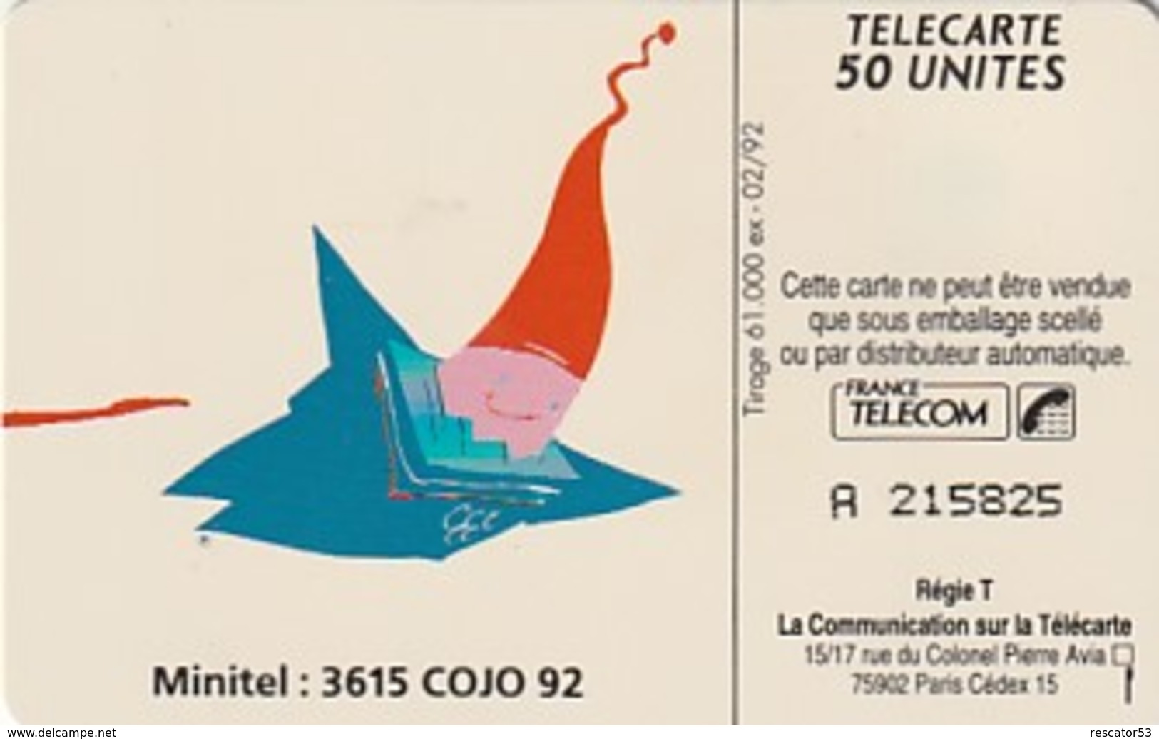 Rare Carte Téléphonique Jeux Olympiques D'Hiver Albertville  61 000 Ex - 1992