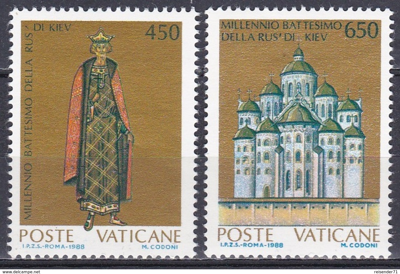 Vatikan Vatican 1988 Religion Christentum Christianisierung Kiew Wladimir Sophienkathedrale Churches, Aus Mi. 946-8 ** - Ungebraucht