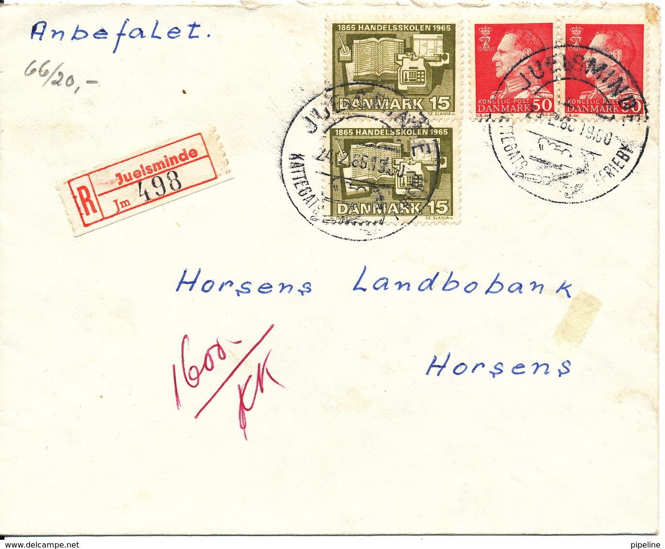 Denmark Registered Cover Juelsminde 24-2-1966 Sent To Horsens - Covers & Documents