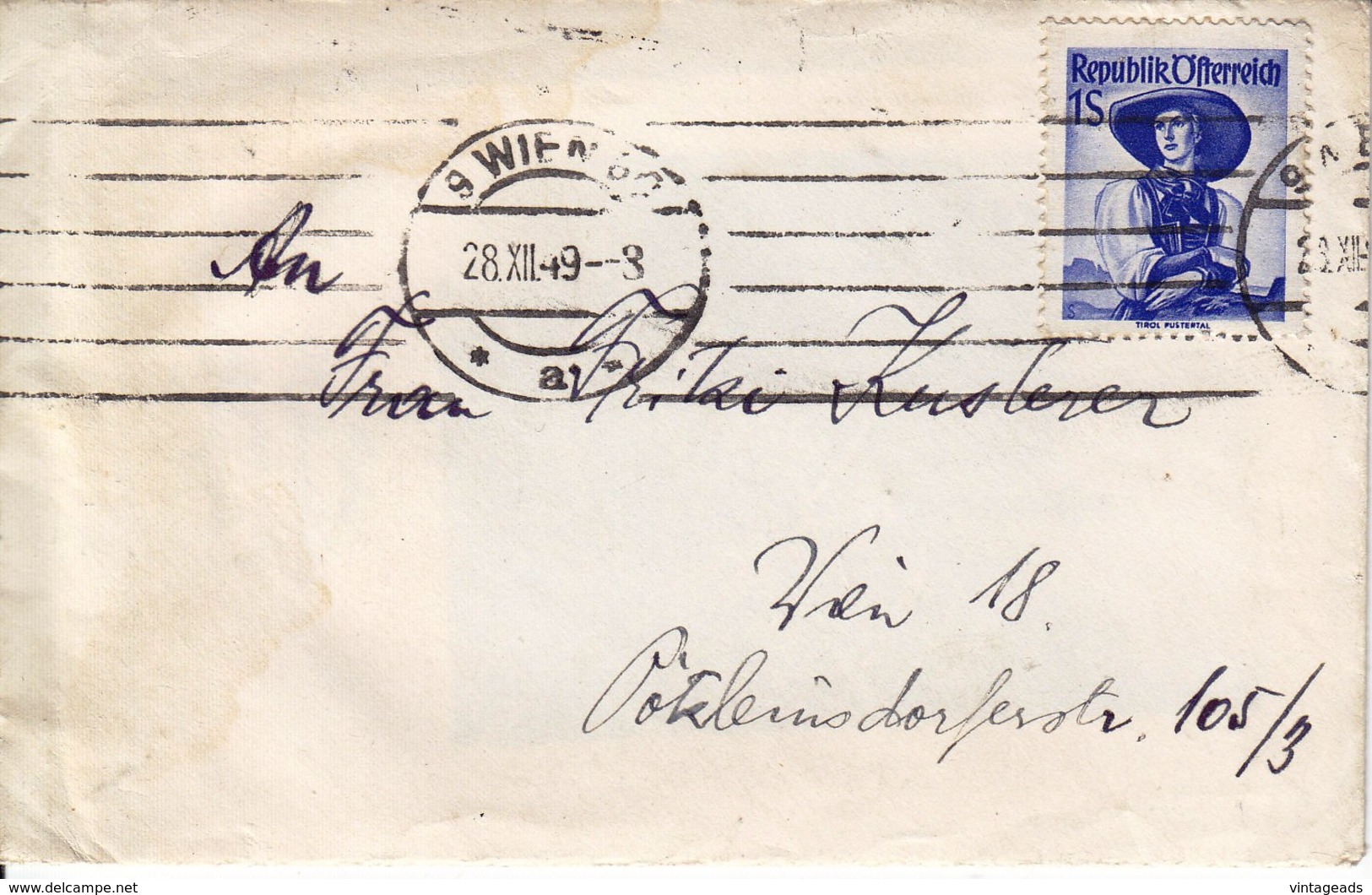 BM556 Konvolut 5 Stk. Briefkuverts Österreich, Gelaufen, Trachten, Verschiedene Post-Stempel - Andere & Zonder Classificatie