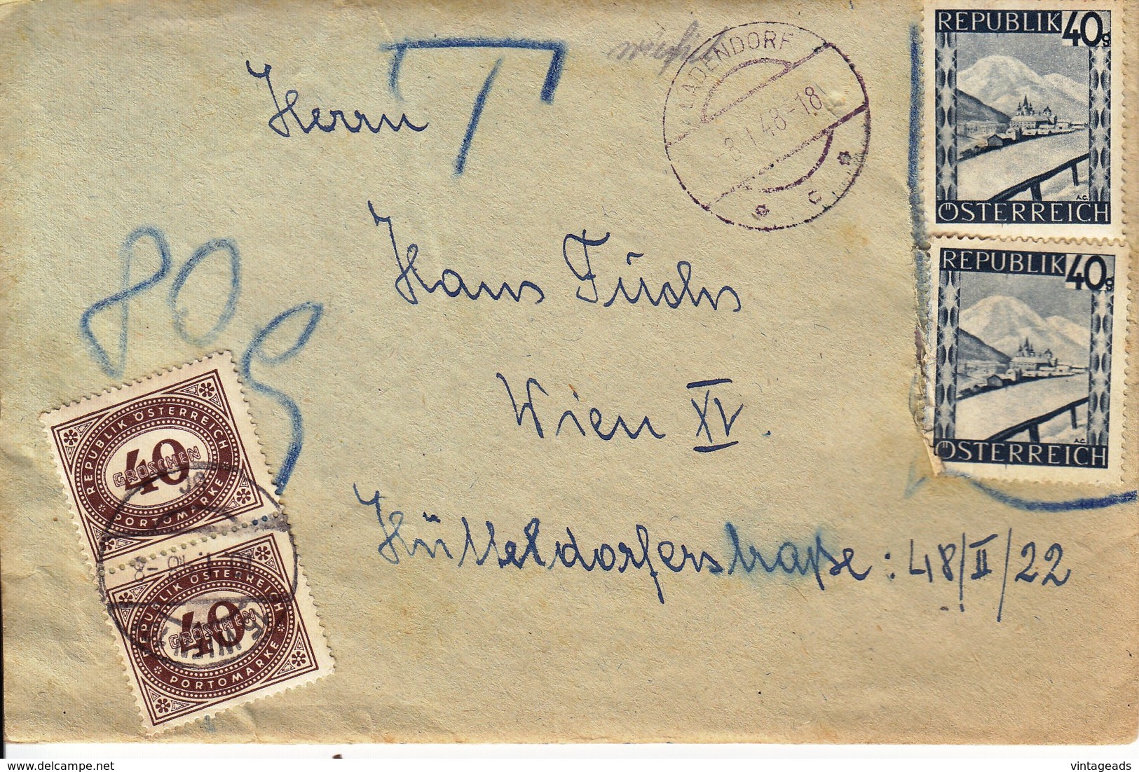 BM557 Konvolut 5 Stk. Österreich, Gelaufen, Trachten + Portomarken, Verschiedene Post-Stempel - Other & Unclassified