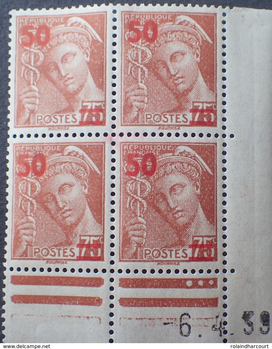 R1947/123 - 1939 - TYPE MERCURE - BLOC N°477 TIMBRES NEUFS** CdF Daté - 1930-1939