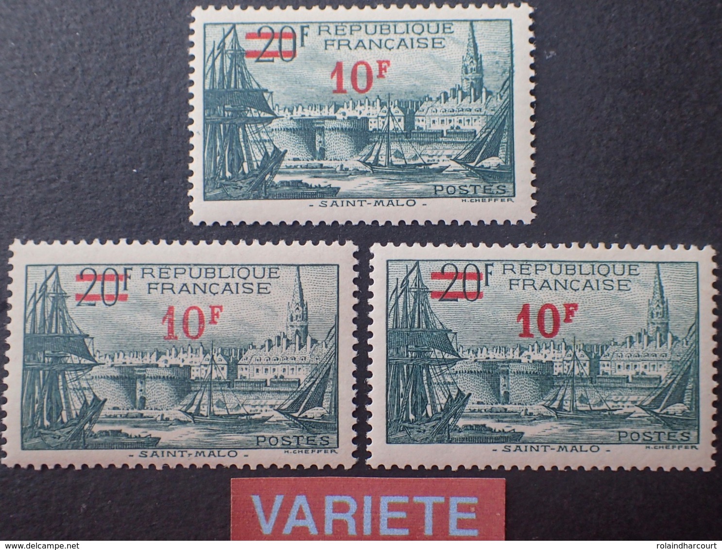 R1947/129 - 1940 - SAINT MALO - N°492 NEUFS**(2)/NEUF*(1)  VARIETE ➤➤➤ Surcharge Normale , Pâle Et Grasse - Neufs