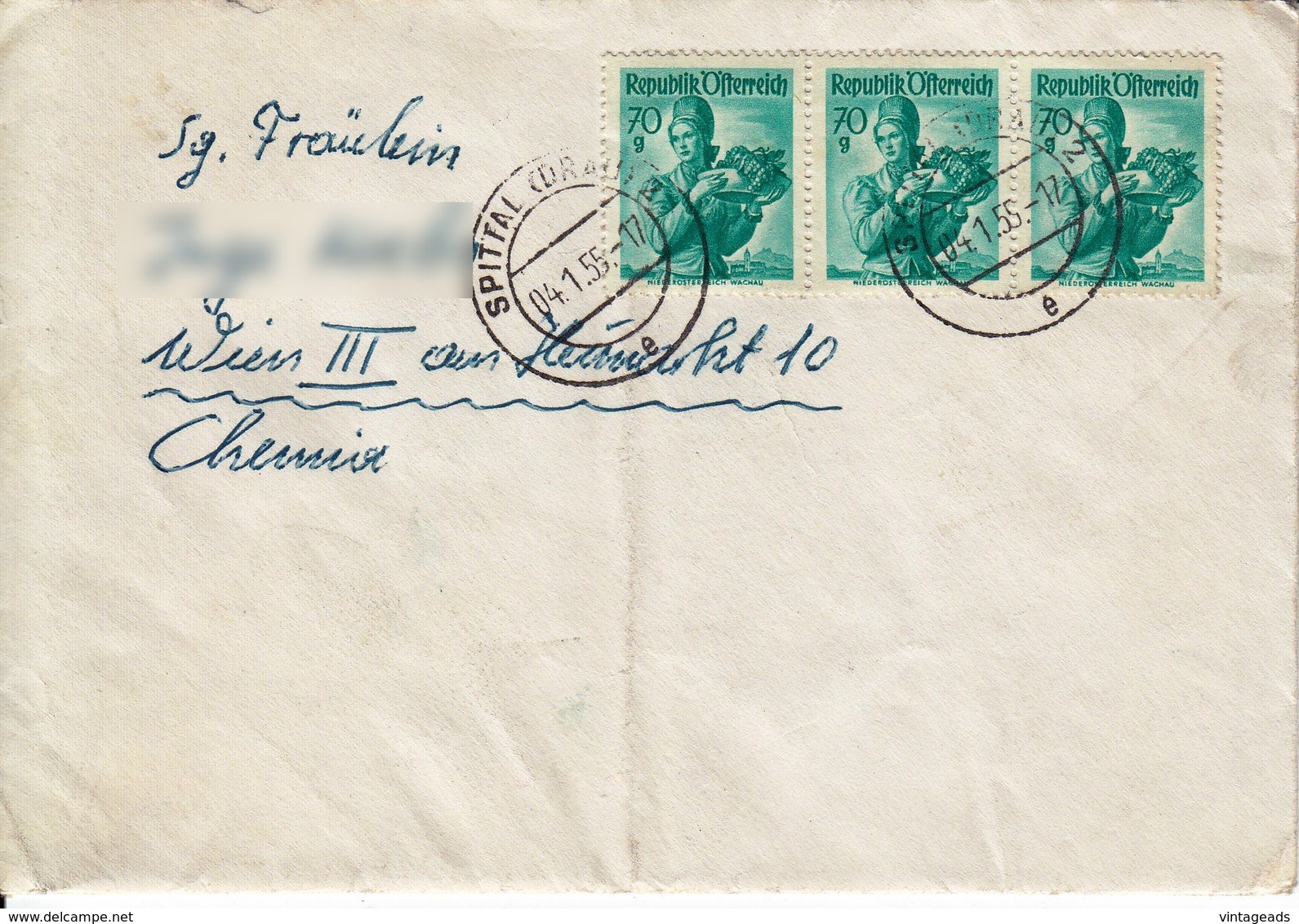 BM562 Konvolut 5 Stk. Briefkuverts Österreich, Gelaufen, Trachten, Verschiedene Post-Stempel - Autres & Non Classés
