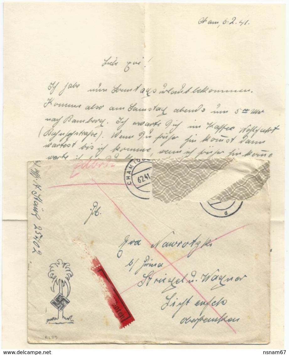 R189 - Feldpost 25402 Du 6 Février 1941 Avec Correspondance - Tampon Illustrée Croix SS Et Palmier - - Lettres & Documents