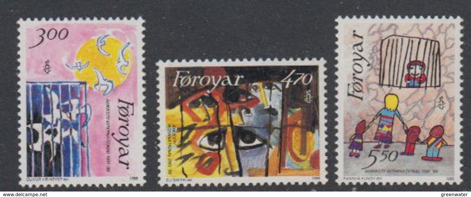 Faroe Islands 1986 Amnesty International 3v ** Mnh (42806A) - Faeroër