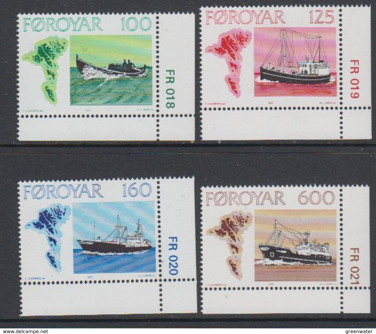 Faroe Islands 1977 Fishing Ships 4v (corners) ** Mnh (42806D) - Faeroër