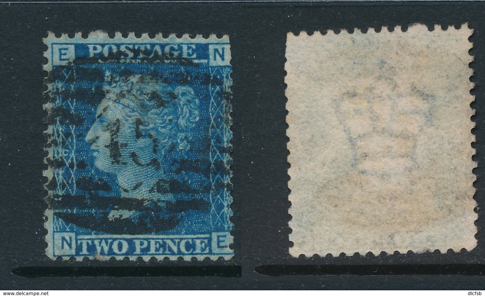 GB, 1858 2d Blue SG45, Plate 9, Cat £15 Used, Corner Letters  NE - Gebruikt
