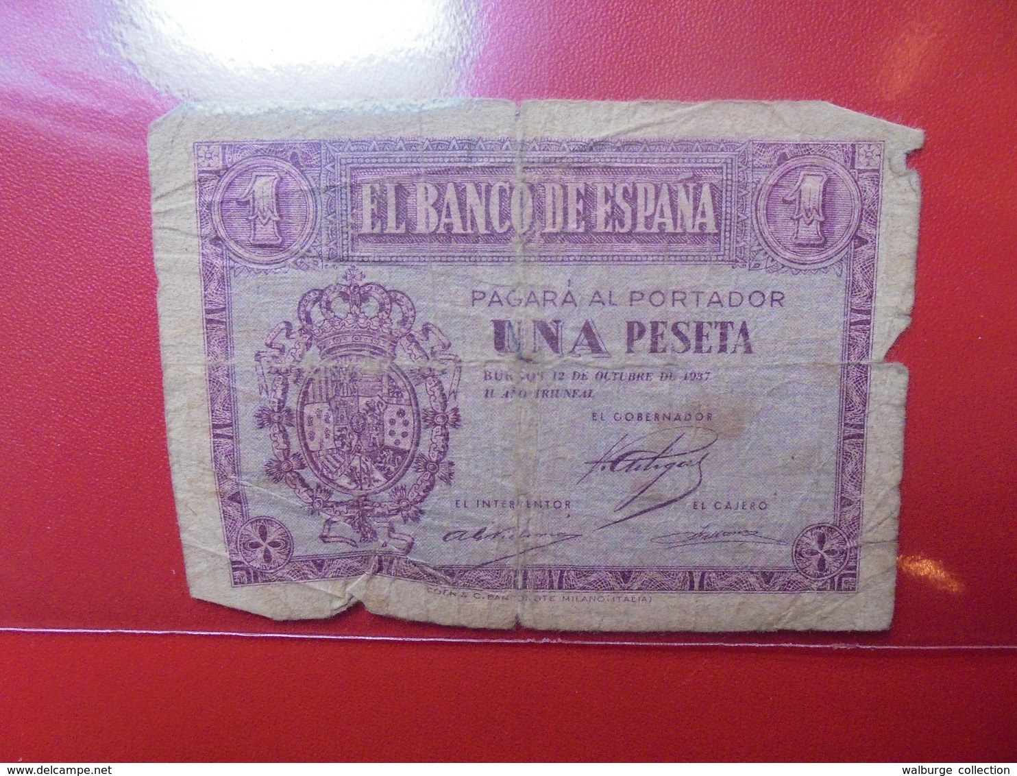 ESPAGNE 1 PESETA 1937 CIRCULER - 1-2 Pesetas