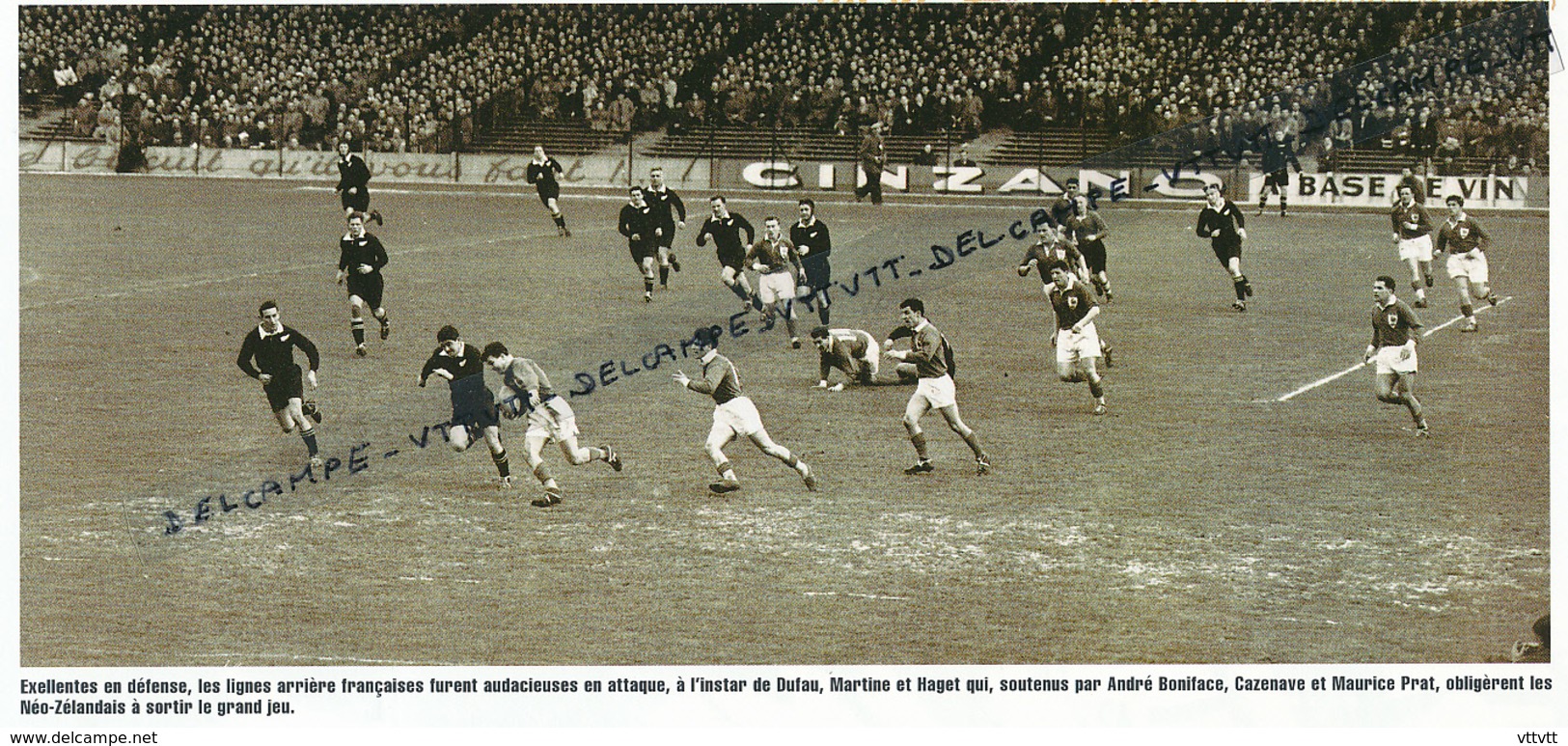 RUGBY : PHOTO (1954) LA FRANCE BAT LES ALL BLACKS (3-0) A COLOMBES, DUFAU, MARTINE, HAGET, BONIFACE, CAZENAVE, PRAT - Collections