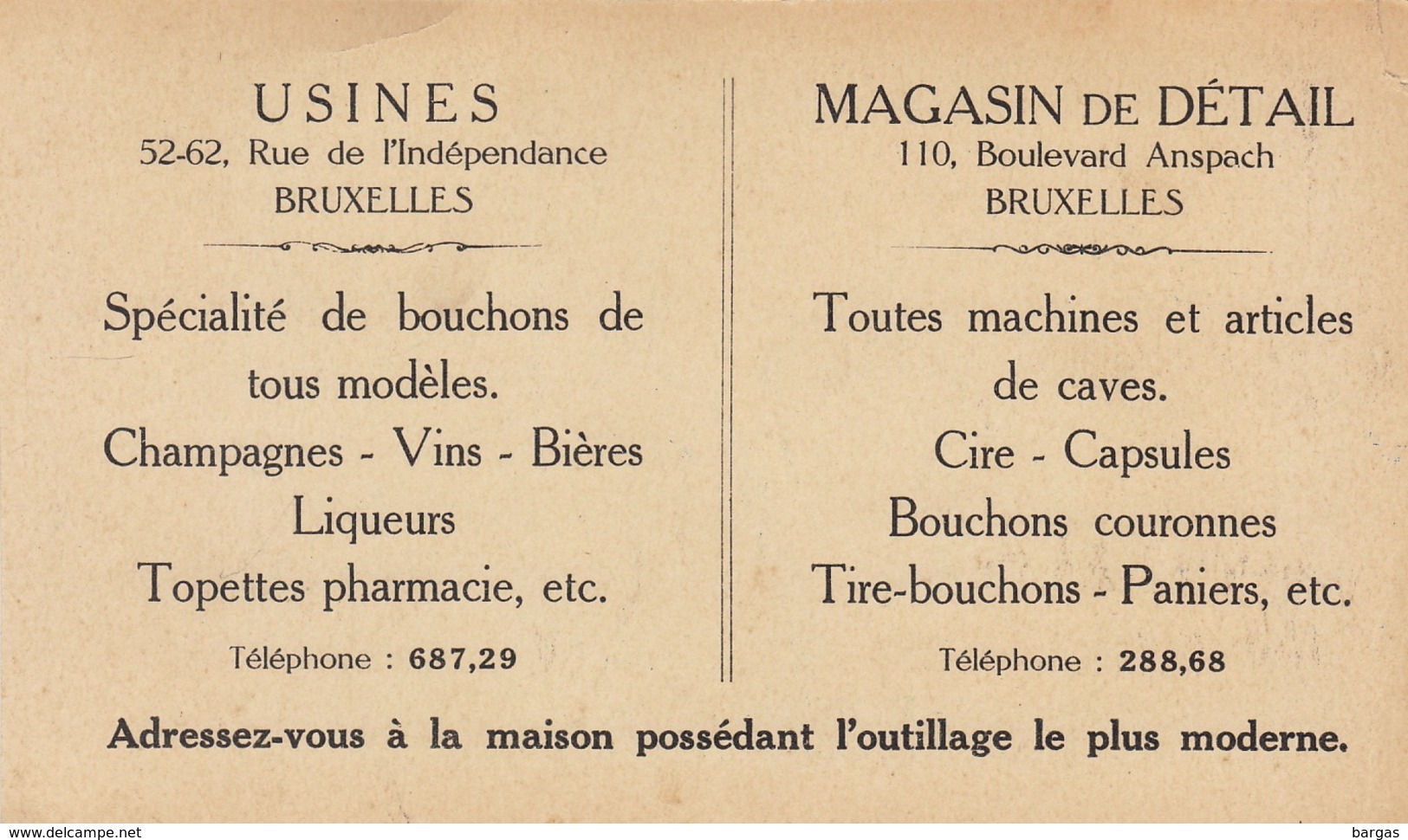 Carte Publicitaire Des Bouchonneries Réunies à Bruxelles Bouchon Pour Champagne Vin Bière Pharmacie Bull Dog 18x10cm - Autres & Non Classés