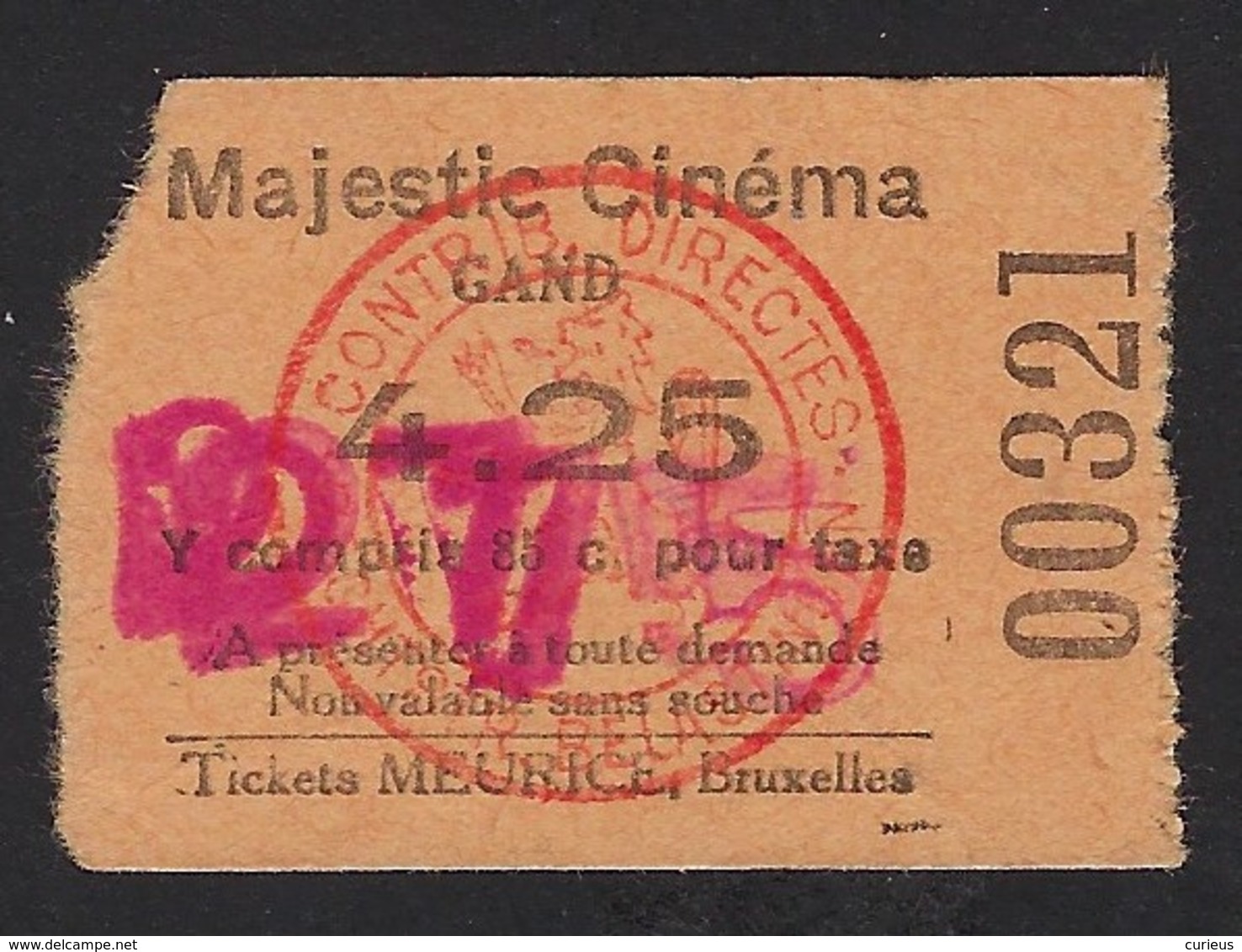 TICKET * MAJESTIC * CINEMA * GENT * GAND * 4.25 FRANK - Gent