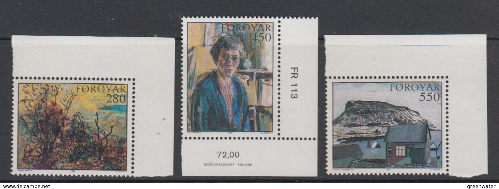 Faroe Islands 1985 Paintings 3v (corners) ** Mnh (42807) - Faeroër