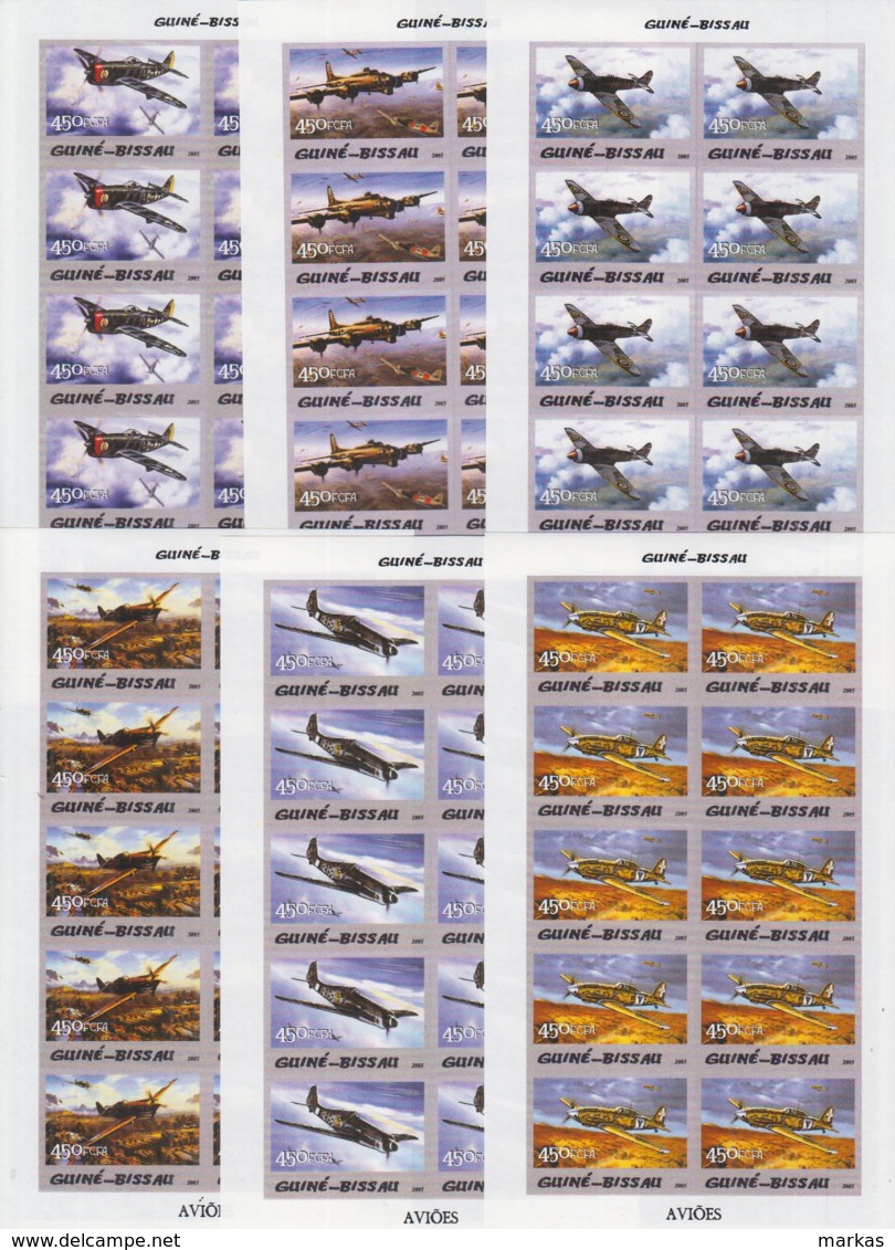 E914. 10x Guinea - Bissau - MNH - Transport - Aviation - Full Sheet - Imperf - Autres & Non Classés