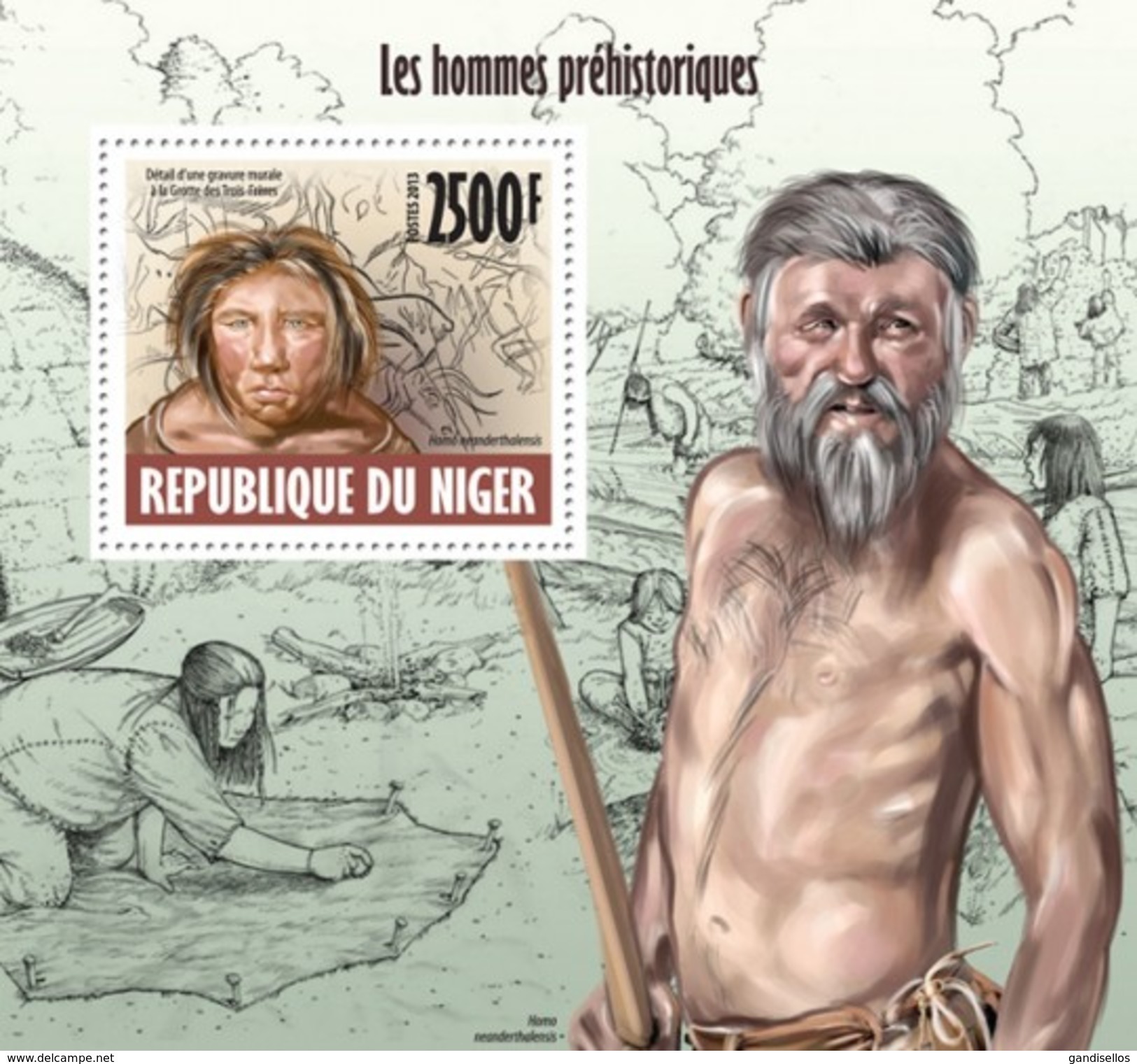 NIGER 2013 SHEET PREHISTORIC MEN HOMBRE PREHISTORICO HOMME PREHISTORIQUE Nig13617b - Niger (1960-...)