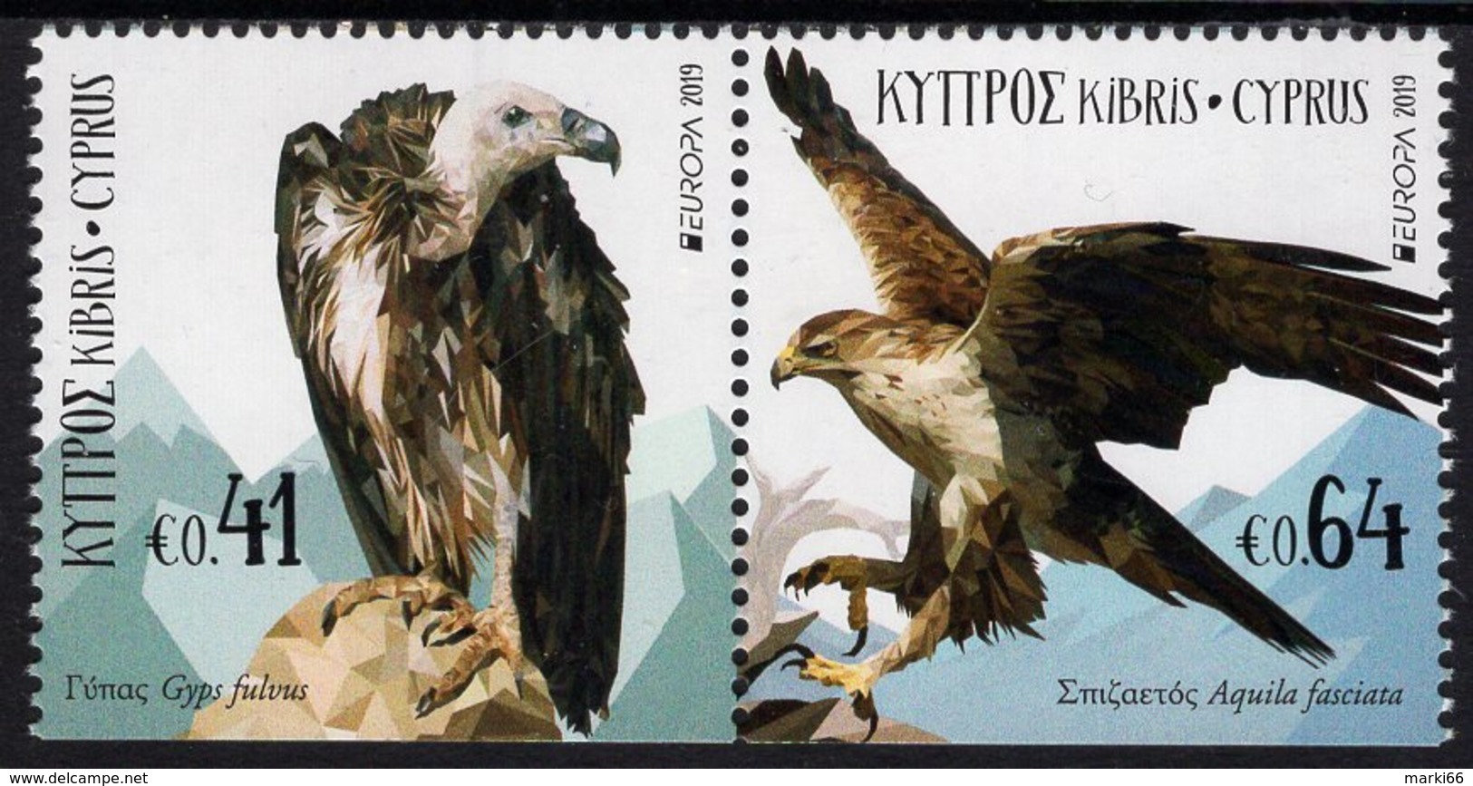 Cyprus - 2019 - Europa CEPT - National Birds - Mint Booklet Stamp Pair (type B) - Nuovi