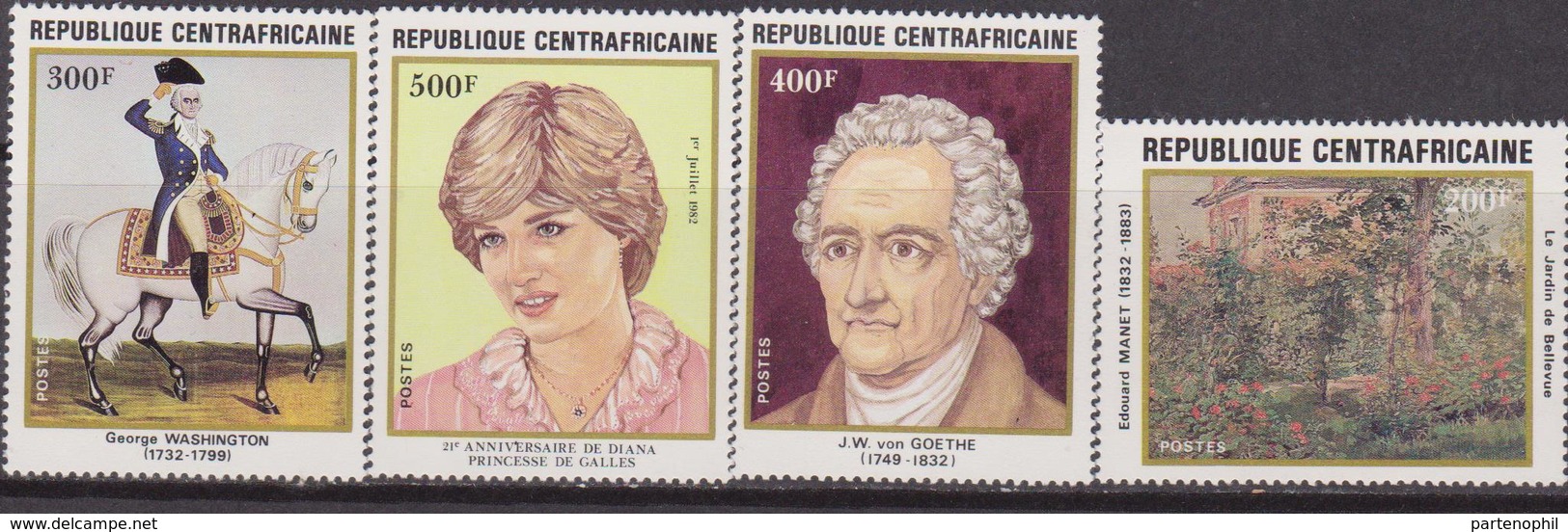 Rep. Centrafricaine Art Painting Diana Washington Set MNH - Repubblica Centroafricana